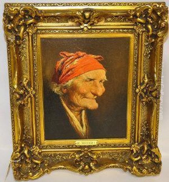 Portrait Old Woman Oil Painting by Roman Arregui