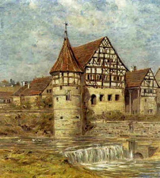 Blick Auf Das Zollernschlos In Balingen Oil Painting by Friedrich Eckenfelder