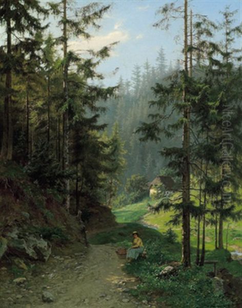 Motiv Aus Dem Schwarzwalde Oil Painting by Karl Eckermann