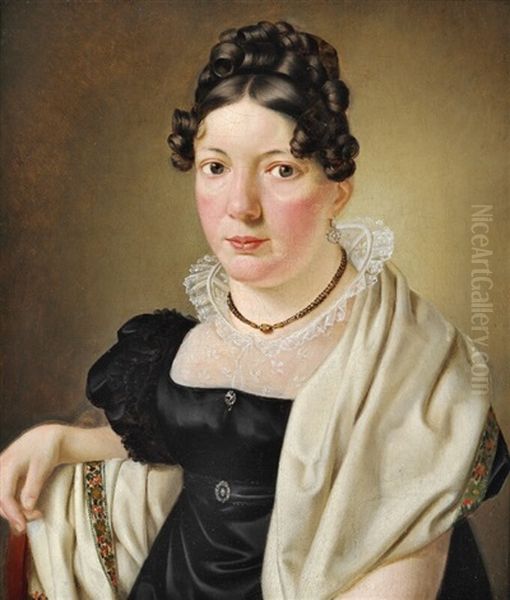 Portrait Of Petrine Sophie Schaffer (1788-1870) Oil Painting by Christoffer Wilhelm Eckersberg