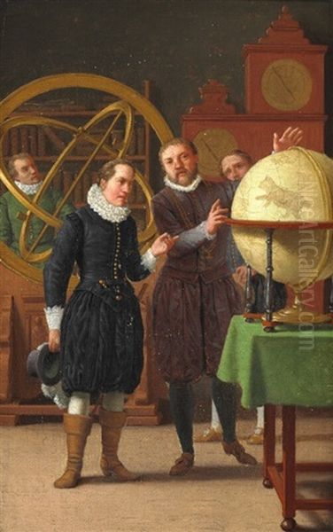 Christian Iv Visiting Tycho Brahe Oil Painting by Christoffer Wilhelm Eckersberg