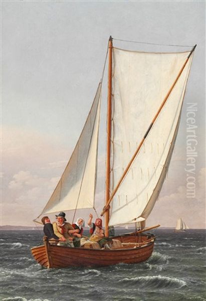 A Fishing Boat Sailing In Good Weather Oil Painting by Christoffer Wilhelm Eckersberg