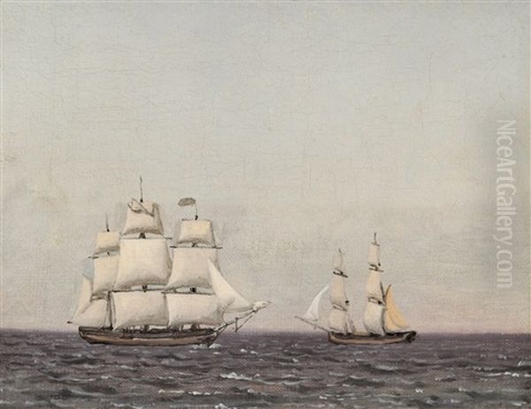 Seascape With Two Sailing Ships by Christoffer Wilhelm Eckersberg