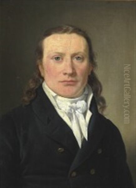 Portrait Of The Engraver Oluf Olufsen Bagge (after C. W. Eckersberg) Oil Painting by Christoffer Wilhelm Eckersberg