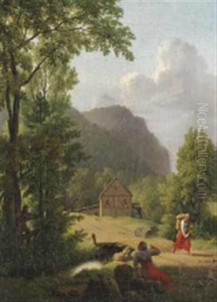 Partie Af Ilsedalen Paa Harzen (from The Ilse Valley In The Harz) Oil Painting by Christoffer Wilhelm Eckersberg