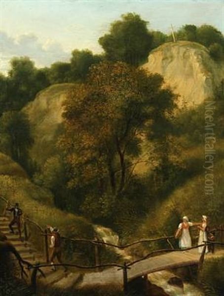 Cross Cliff At Liselund On Moen Oil Painting by Christoffer Wilhelm Eckersberg