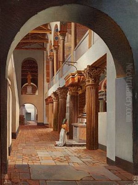 Et Parti Af Kirken S. Lorenzo Fuori Delle Mure I Rom Oil Painting by Christoffer Wilhelm Eckersberg