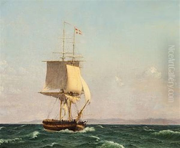 En Brig Oil Painting by Christoffer Wilhelm Eckersberg