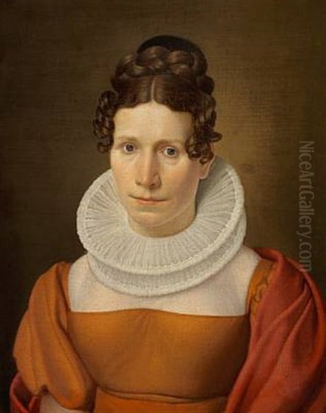 Portraet Af Faktor Fjellerups Kone Oil Painting by Christoffer Wilhelm Eckersberg