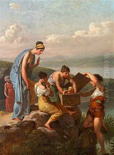 Moses Findes Af Faraos Datter Oil Painting by Christoffer Wilhelm Eckersberg