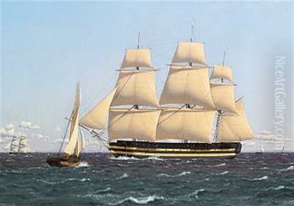 Orlogsskibet Skjold Under Sejl Oil Painting by Christoffer Wilhelm Eckersberg