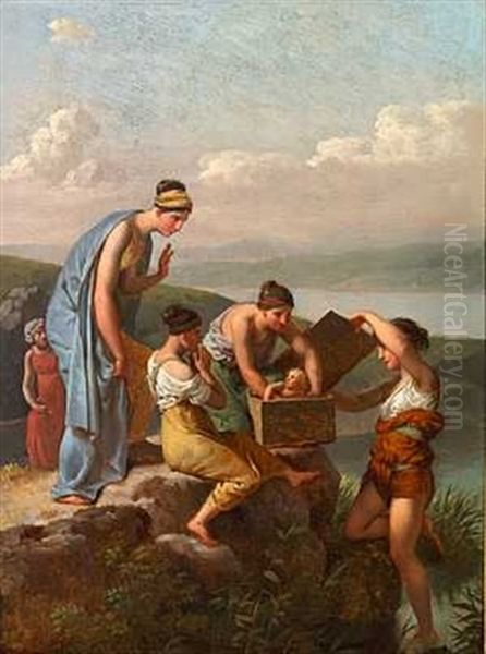 Moses Findes Af Faraos Datter Oil Painting by Christoffer Wilhelm Eckersberg