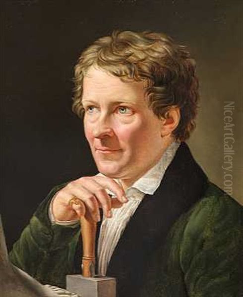 Portraet Af Bertel Thorvaldsen (by Hans Matthison-hansen) Oil Painting by Christoffer Wilhelm Eckersberg