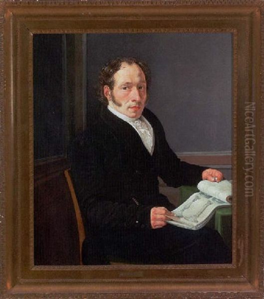 Portraet Af Arkitekt G. F. Hetsch Oil Painting by Christoffer Wilhelm Eckersberg