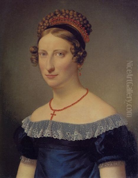 Portrait Of Mrs. S.a. Sporon, Nee Brorson Oil Painting by Christoffer Wilhelm Eckersberg