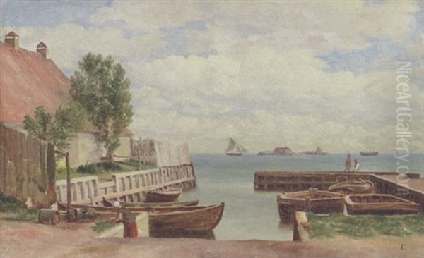 Havnen Ved Kastrup Oil Painting by Christoffer Wilhelm Eckersberg