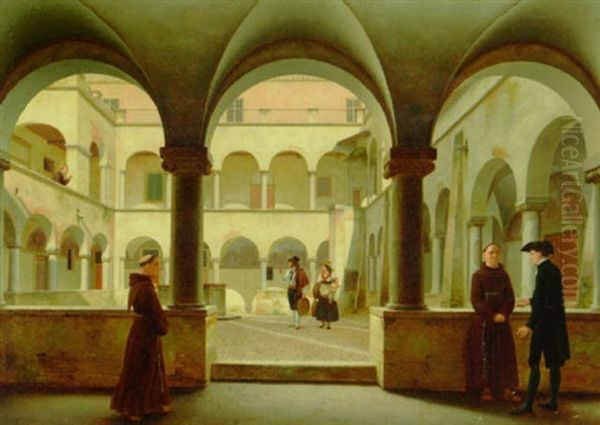 Klostergarden I St. Maria In Aracoeli Oil Painting by Christoffer Wilhelm Eckersberg