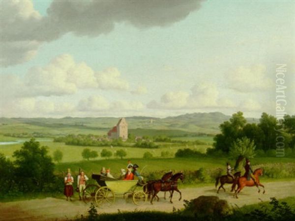 Borre Kirke Pa Moen Oil Painting by Christoffer Wilhelm Eckersberg