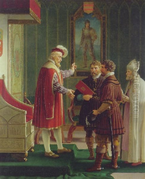 Hertud Adolf, Som Afslar Tilbudet Af Den Danske Krone Og Anbefaler Sin Sosterson, Grev Christian Af Oldenborg, Til Samme Oil Painting by Christoffer Wilhelm Eckersberg