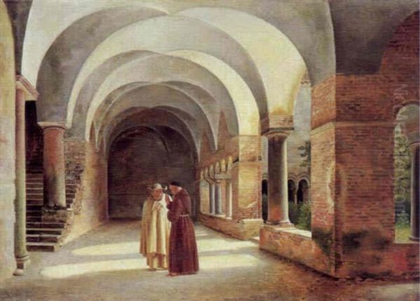 Klostergarden I San Lorenzo Fuori Oil Painting by Christoffer Wilhelm Eckersberg