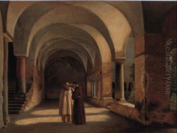 Klostergarden St. Lorenzo Fuori Le Mure, Rom Oil Painting by Christoffer Wilhelm Eckersberg