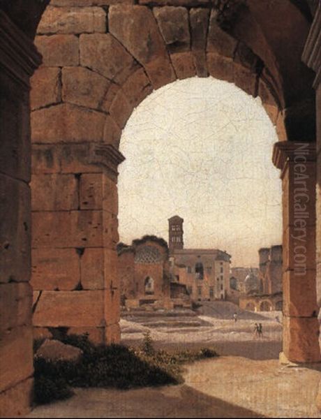 Udsigt Gennem En Af Buerne I Colosseums Andet Stokvaerk Oil Painting by Christoffer Wilhelm Eckersberg