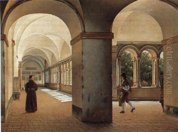 Klostergarden Ved San Paul. (st. Paulo Fuori Delle Mure,    Rom) Oil Painting by Christoffer Wilhelm Eckersberg