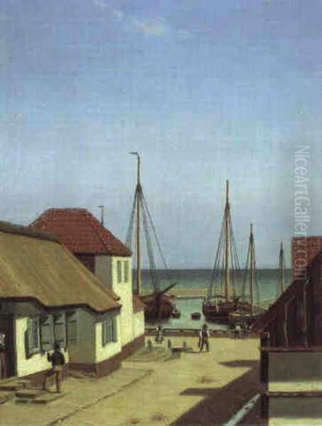 Havnen I Dragor Oil Painting by Christoffer Wilhelm Eckersberg