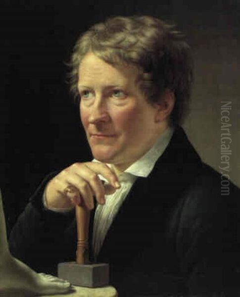 Portraet Af Bertel Thorvaldsen Oil Painting by Christoffer Wilhelm Eckersberg