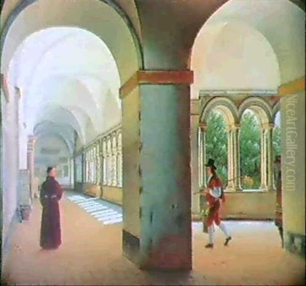 Fra Klostergarden Ved San Paulo Fuore Delle Mure, Rom Oil Painting by Christoffer Wilhelm Eckersberg