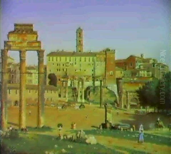 Forum Romanum Med Campo Vaccino Oil Painting by Christoffer Wilhelm Eckersberg