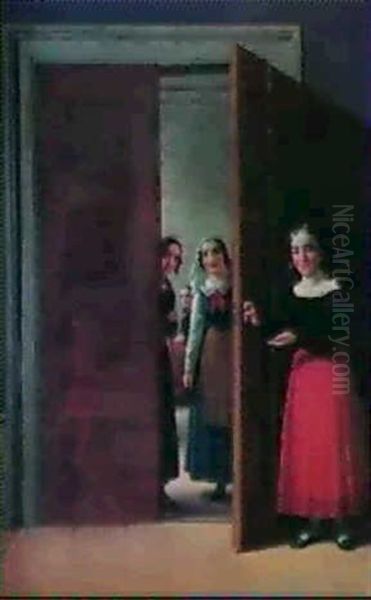 Women By A Doorway. Oil Painting by Christoffer Wilhelm Eckersberg