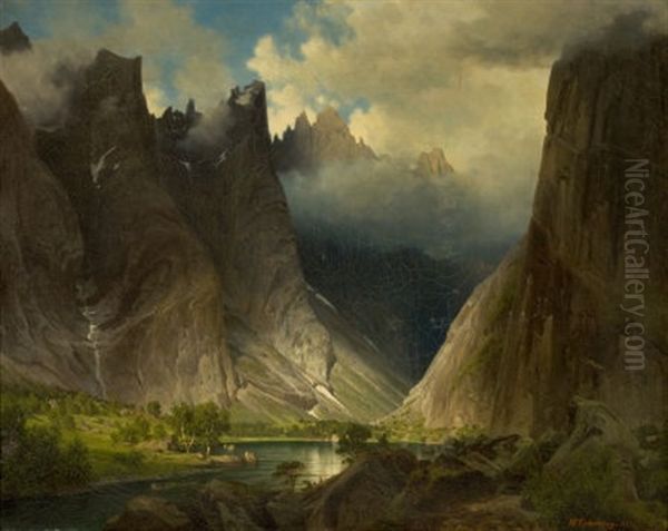 Valley Of Romsdalen Oil Painting by Johan Fredrik Eckersberg