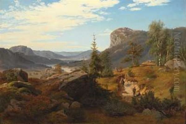 Norsk Fjellheim Oil Painting by Johan Fredrik Eckersberg