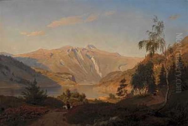 Pa Landeveien Oil Painting by Johan Fredrik Eckersberg