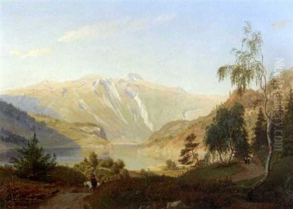 Pa Landeveien Oil Painting by Johan Fredrik Eckersberg