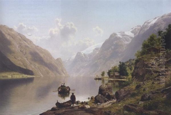 Fra Hardangerfjorden Oil Painting by Johan Fredrik Eckersberg