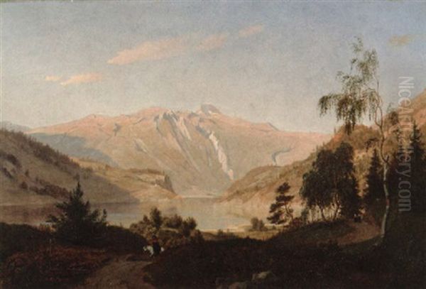 Ferdesl Pa Landevei Langs Fjorden Oil Painting by Johan Fredrik Eckersberg