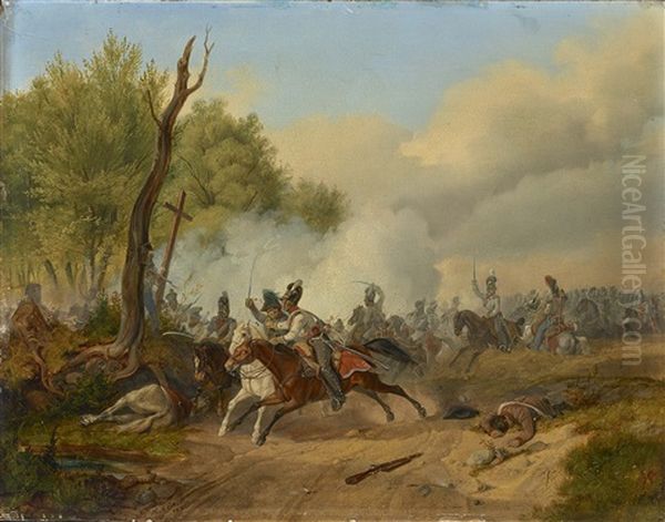 Schlacht Zu Napoleonischer Zeit Oil Painting by Henri-Ambros Eckert