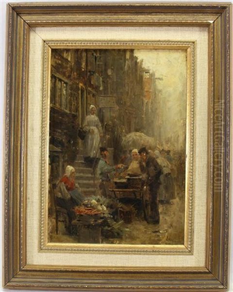 Street Scene Oil Painting by Otto Eckmann