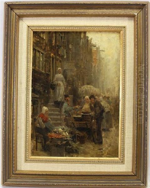 Street Scene Oil Painting by Otto Eckmann