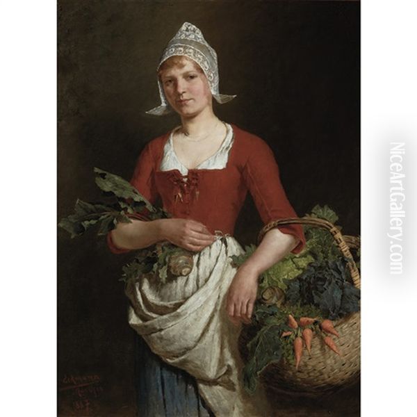 The Vegetable Seller Oil Painting by Otto Eckmann