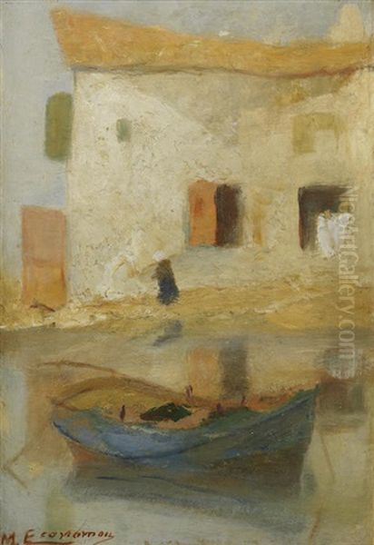 House Near The Water Oil Painting by Mihalis Economou