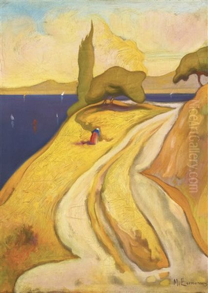 From Oropon (the Road) Oil Painting by Mihalis Economou