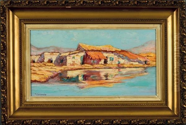 Maison Au Bord De L'eau Oil Painting by Mihalis Economou