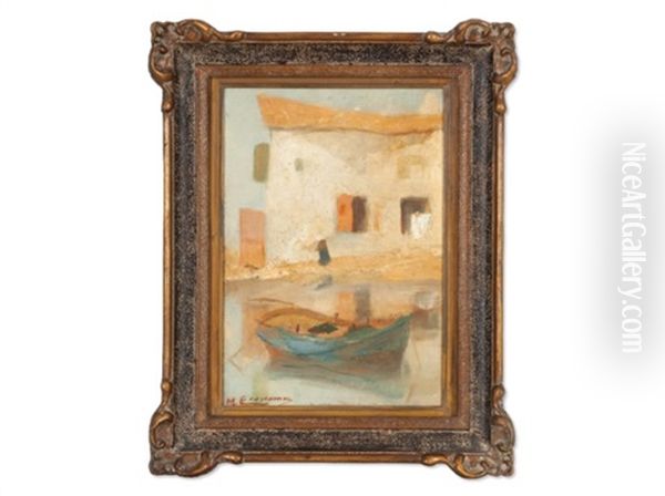 Fisherman House Oil Painting by Mihalis Economou