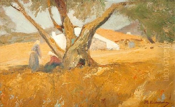 Landscape With Farmhouse Oil Painting by Mihalis Economou