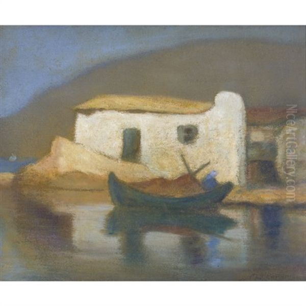 The House That He Dreams Of (hydra) Oil Painting by Mihalis Economou