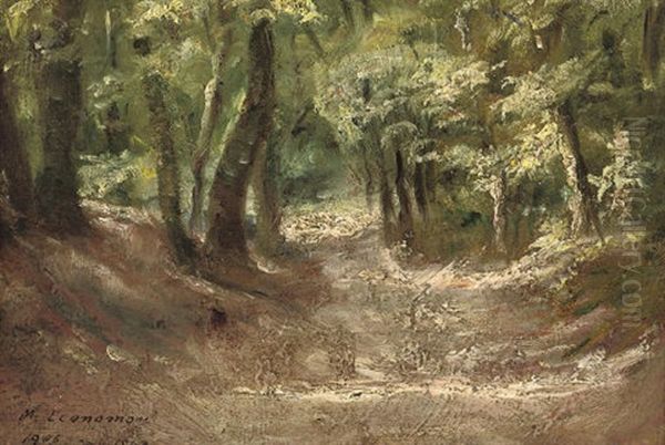 Wooden Glade Oil Painting by Mihalis Economou