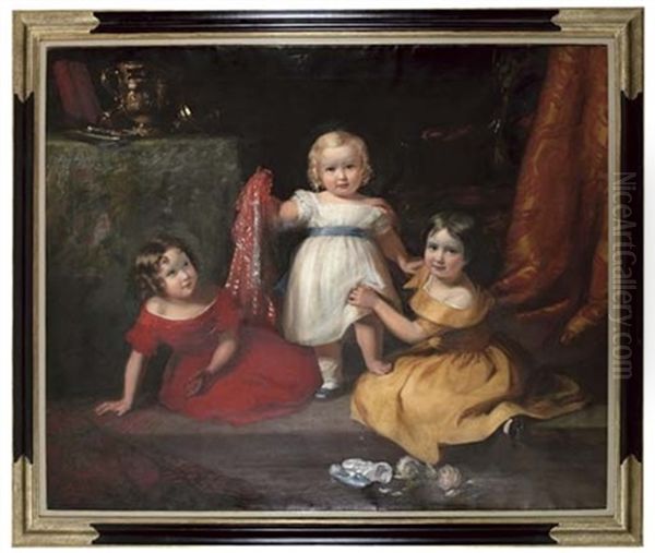 Group Portrait Of John Scott, Later 3rd Earl Of Eldon, And His Sisters Lady Selina Scott And Lady Gertrude Scott Oil Painting by Eden Upton Eddis